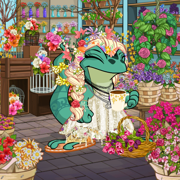 sold the kids and bought a flower shop Dress to Impress